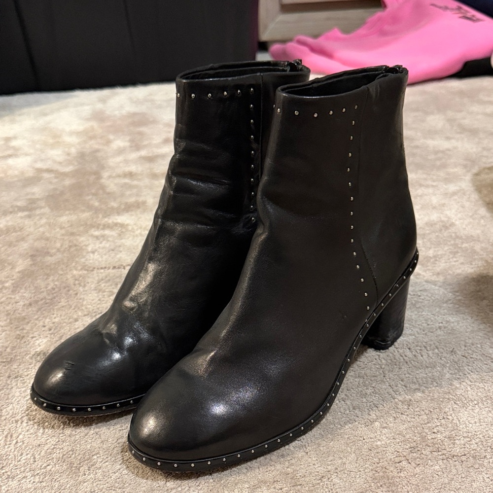 rag & bone Black Ankle Boots with Studs